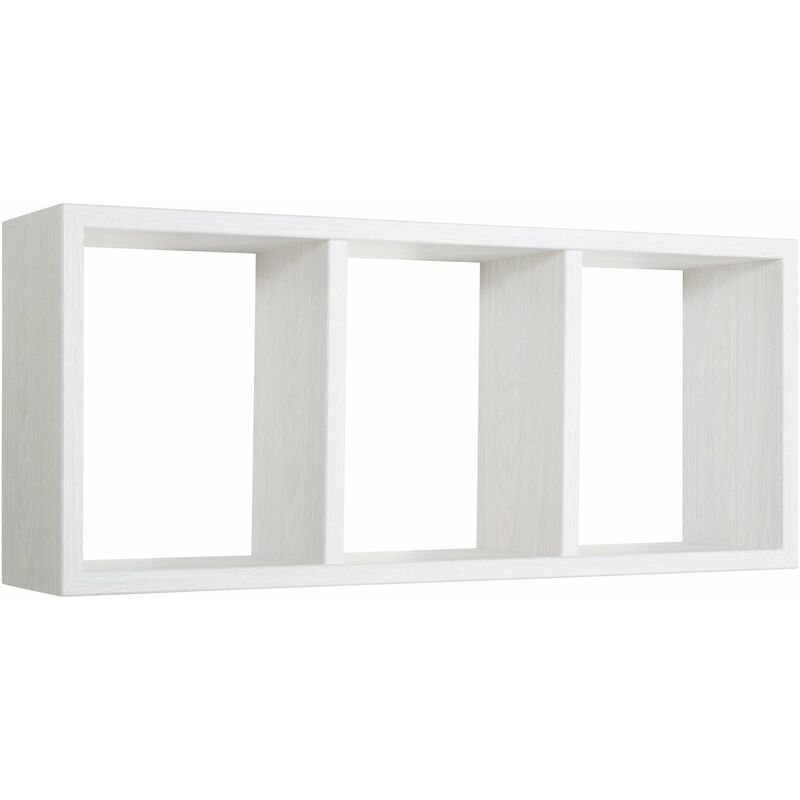 Giordanoshop - Mensola Rettangolare 3 Scomparti da Parete 70x30x15.5 cm in Fibra di Legno Tristano Rovere Sbiancato