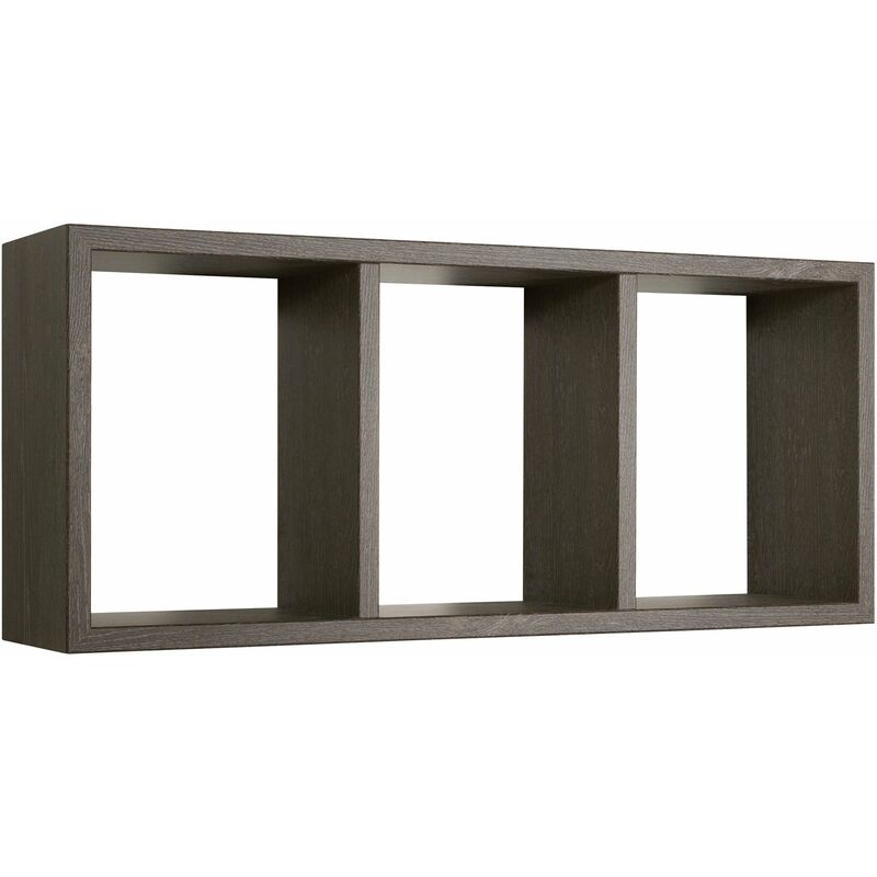 Giordanoshop - Mensola Rettangolare 3 Scomparti da Parete 70x30x15.5 cm in Fibra di Legno Tristano Rovere Scuro