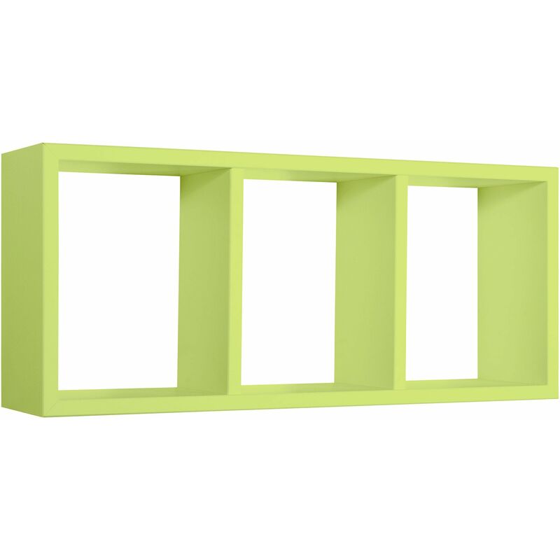 Giordanoshop - Mensola Rettangolare 3 Scomparti da Parete 70x30x15.5 cm in Fibra di Legno Tristano Verde