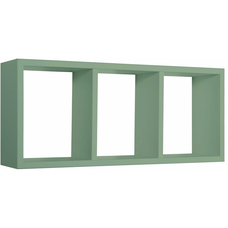 Mensola Rettangolare 3 Scomparti da Parete 70x30x15.5 cm in Fibra di Legno Tristano Verde Acqua Marina