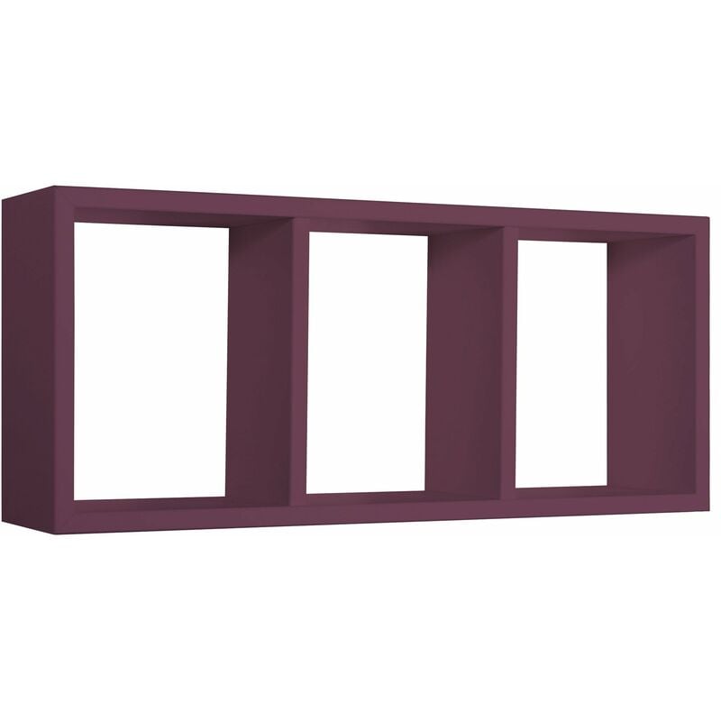 Giordanoshop - Mensola Rettangolare 3 Scomparti da Parete 70x30x15.5 cm in Fibra di Legno Tristano Viola Melanzana