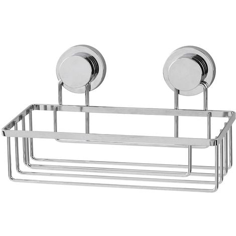 FERIDRAS Mensola doccia rettangolare cromata con doppia modalità di fissaggio