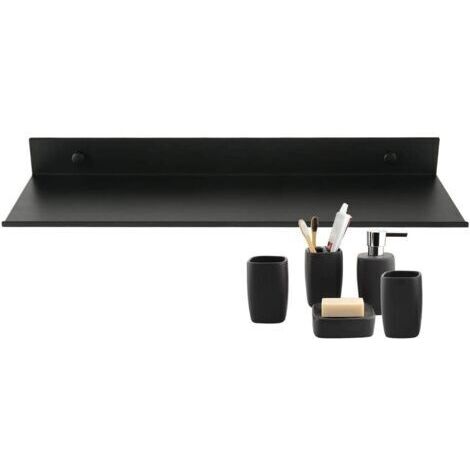 Mensola rettangolare nera in alluminio opaco da 40 cm, mensola a muro robusta e ultrasottile, elegante scaffale portaoggetti a parete per cosmetici.