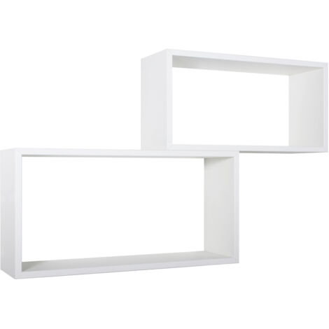 Mensola scaffale parete 2 pz bianco rettangolare salotto camera soggiorno moderno Bislungo