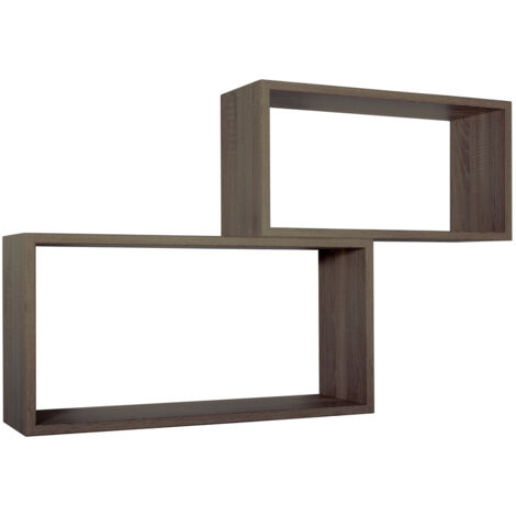 Mensola scaffale parete 2 pz noce rettangolare salotto camera soggiorno moderno Bislungo