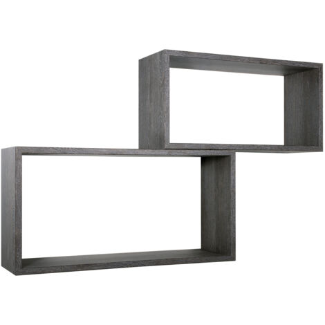 Mensola scaffale parete 2 pz rovere scuro rettangolare salotto camera soggiorno moderno Bislungo