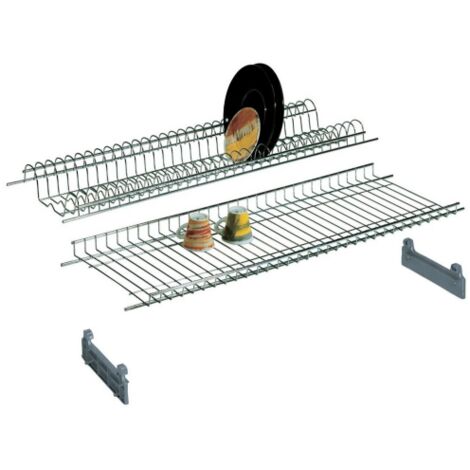 Mensola scolapiatti in acciaio plastificato bianco 76 cm con supporti laterali per mobile cucina