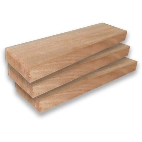 Mensola sospesa in Legno massello di Okumè, 42x11,5x4 cm - 3x