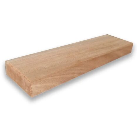 Mensola sospesa in Legno massello di Okumè, 42x11,5x4 cm
