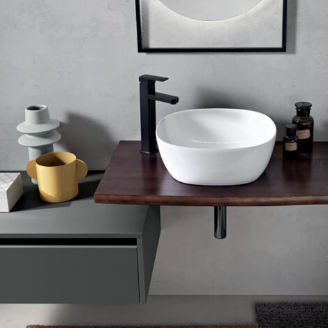 Mensola sospesa per lavabo bagno 100 cm in legno Noce BREIS