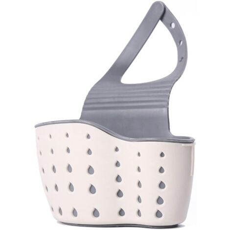Mensola sospesa per lavello da cucina, cestino porta-spugne, supporto regolabile per rubinetto del lavandino (beige)