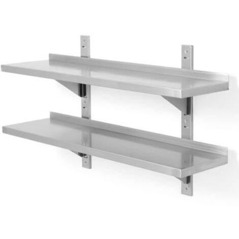 Mensola sospesa regolabile con due mensole, acciaio inox, doppia, 100x40 cm - Hendi 816592