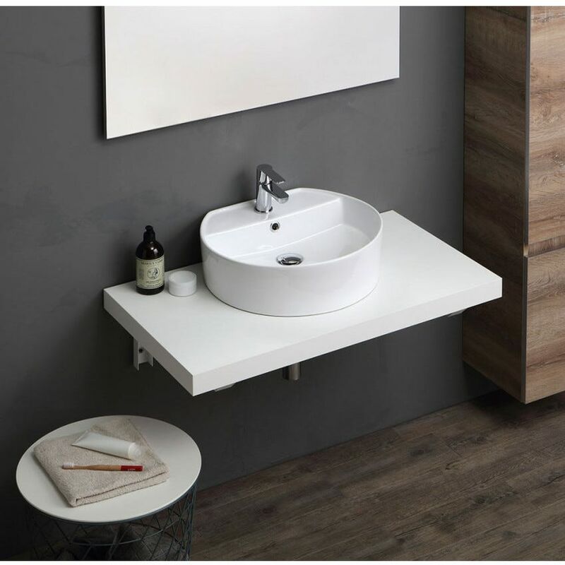 MENSOLA SOTTOLAVABO BIANCA IN LEGNO DA 120 CM VALENTINA Mensola piano lavabo di design in legno massello c cubo