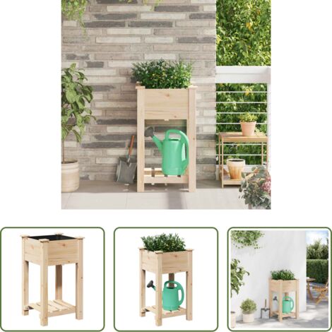 Mensola -  Vaso da giardino con lo scaffale Beige 45 x 45 x 76,5 cm