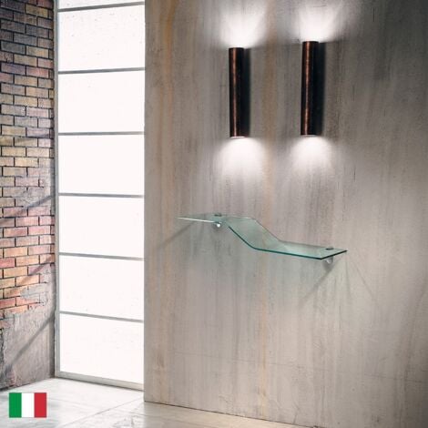 STILPROJECTSTORE - CASA E UFFICIO Mensola vetro Curvato trasparente 100x20,5xh 11 cm Made in Italy - Onda