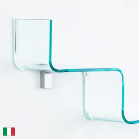 Mensola vetro Curvato trasparente 100x20,5xh 11 cm Made in Italy - Step