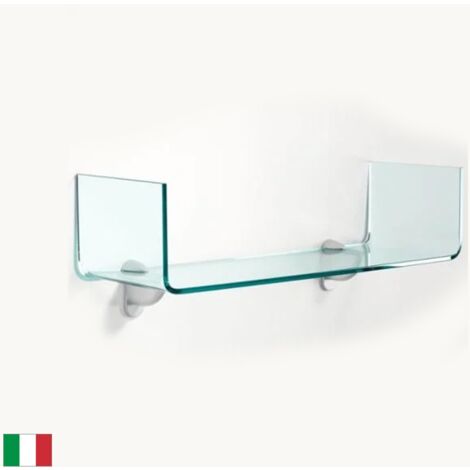 Mensola vetro Curvato trasparente ad U Made in Italy  L 60x20 H 15