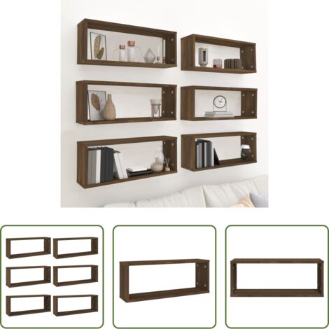 Mensole a cubo -  Mensole Cubo Muro 6pz Rovere Marrone 60x15x23 cm in Multistrato