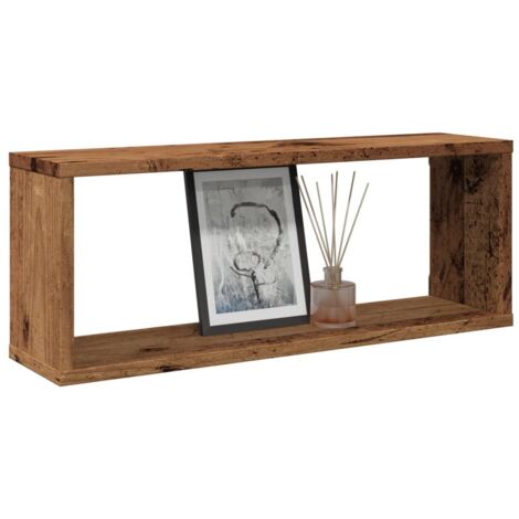 Mensole a Cubo Muro 2 pz Legno Antico 60x15x23 cm in Truciolato vidaXL