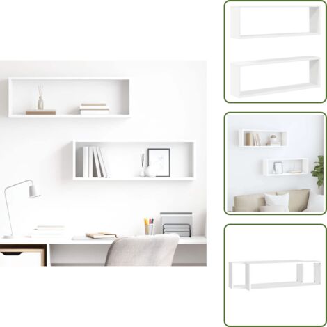 Mensole a cubo - vidaXL Mensole Parete a Cubo 2pz Bianco 80x15x26,5cm Legno Multistrato - Mensole per parete