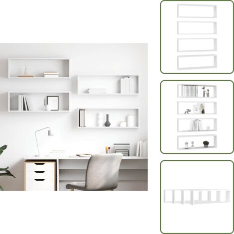 Mensole a cubo - vidaXL Mensole Parete a Cubo 4pz Bianco 80x15x26,5cm Legno Multistrato - Mensole per parete