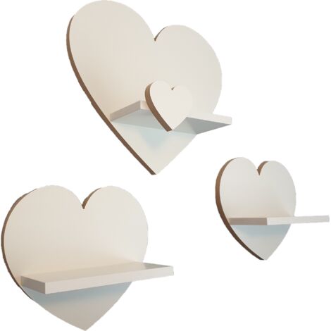 Mensole a forma di cuore PLUS set da 3 - Elegance