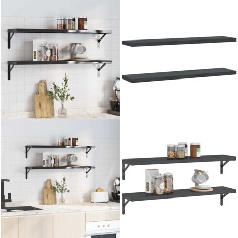 Mensole a Muro 2 pz 100x23,5x3 cm Nero in Acciaio Inossidabile - Scaffale a parete - Scaffale in acciaio inossidabile