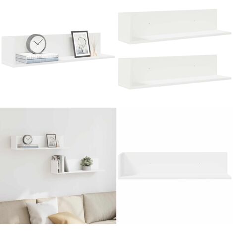 Mensole a Muro 2 pz Bianche 75x16,5x16,5 cm in Truciolato - Mensole in truciolato - Mensole per casa