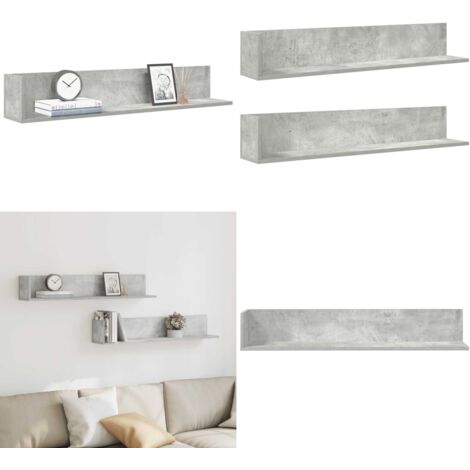 Mensole a Muro 2pz Grigio Cemento 100x16,5x16,5cm in Truciolato - Mensole in truciolato - Mensole per casa