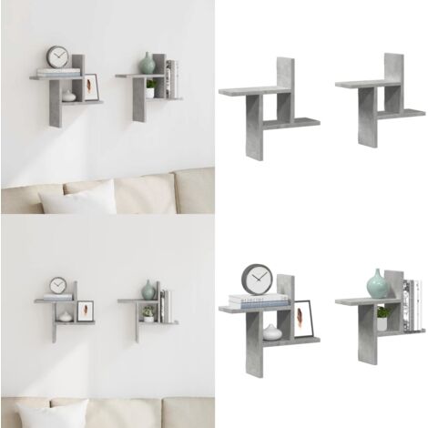 Mensole a Muro 2pz Grigio Cemento 38x12x38 cm in Truciolato - Scaffali a parete - Armadi a muro