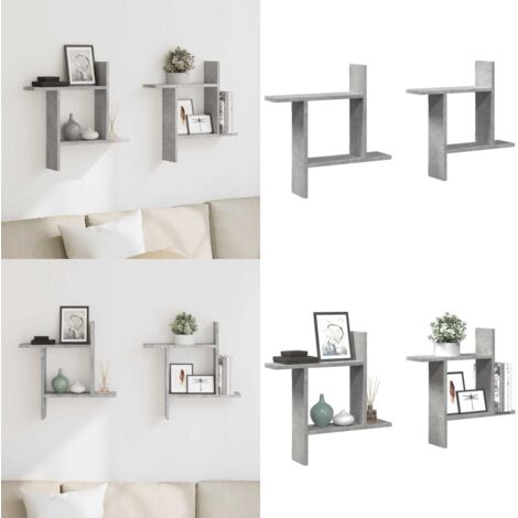 Mensole a Muro 2pz Grigio Cemento 50x12x50 cm in Truciolato - Scaffali a parete - Armadi a muro