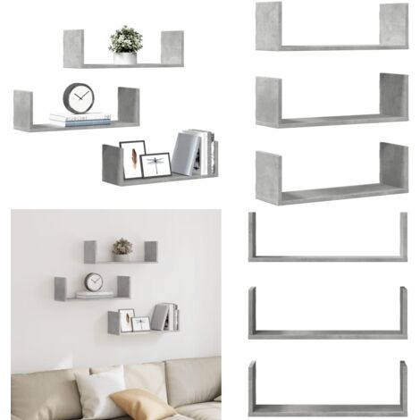 Mensole a Muro 2pz Grigio Cemento 58x18x18 cm in Truciolato - Scaffali a parete - Armadi a muro