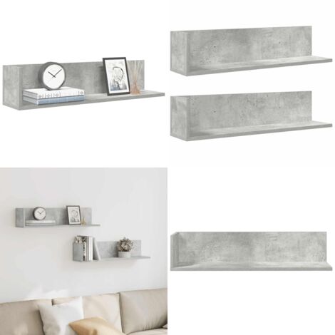 Mensole a Muro 2pz Grigio Cemento 75x16,5x16,5 cm in Truciolato - Mensole in truciolato - Mensole per casa