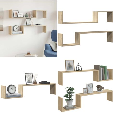 Mensole a Muro 2pz Rovere Sonoma 100x15x20 cm Legno Multistrato - Mensola in legno - Rovere sonoma