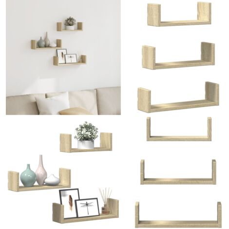 Mensole a Muro 3 pz Rovere Sonoma in Truciolato - Scaffali a parete - Scaffali espositivi