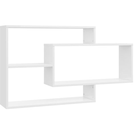 vidaXL Mensole a Muro 104x20x60 cm in Truciolato Bianco Lucido - Bianco
