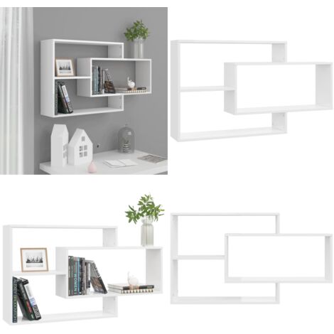 Mensole a Muro Bianco Lucido 104x20x58,5cm in Legno Multistrato - Mensole in legno - Mensole a muro