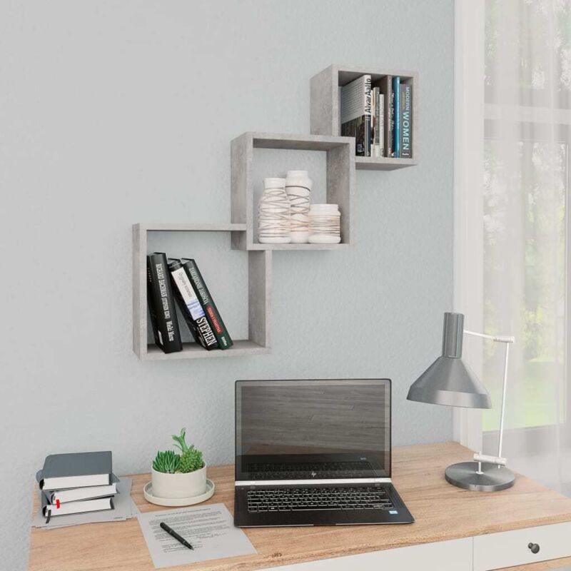 Mensole A Muro Cubiche Grigio Cemento 68x15x68cm Multistrato Vidaxl