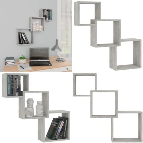 Mensole a Muro Cubiche Grigio Cemento 68x15x68cm Multistrato - Mensole cubiche - Mensole a muro
