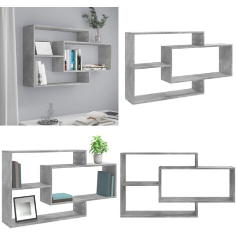 Mensole a Muro Grigio Cemento 104x20x58,5 cm Legno Multistrato - Mensole in legno - Mensole grigio cemento