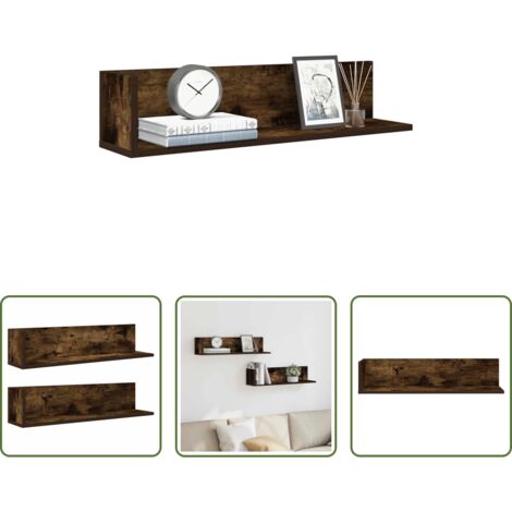 Mensole a muro -  Mensole da Parete 2pz Rovere Fumo 75x16,5x16,5 cm in Truciolato