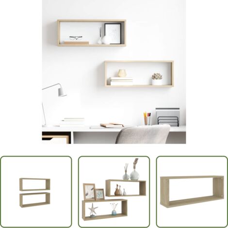 Mensole a muro -  Mensole Parete a Cubo 2pz Rovere Sonoma 60x15x23 cm Multistrato