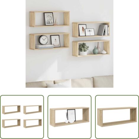 Mensole a muro -  Mensole Parete a Cubo 4pz Rovere Sonoma 60x15x23 cm Multistrato