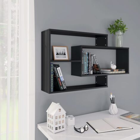 Mensole a Muro Nere 104x20x58,5 cm in Legno Multistrato vidaXL 456171