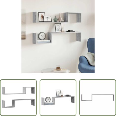 Mensole a muro -  Scaffali da Parete 2 pz Grigio Sonoma 100x15x20 cm Multistrato
