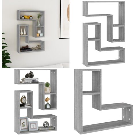 Mensole a Parete 2pz Grigio Sonoma 50x15x50cm Legno Multistrato - Mensole in legno multistrato - Mensole a parete grigio sonoma