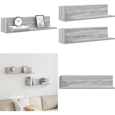Mensole a Parete 2pz Grigio Sonoma 75x16,5x16,5cm in Truciolato - Mensole in truciolato - Mensole sospese