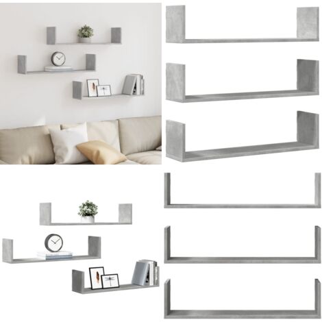 Mensole a Parete 3pz Grigio Cemento 80x18x18 cm in Truciolato - Scaffali a parete - Scaffali in truciolato