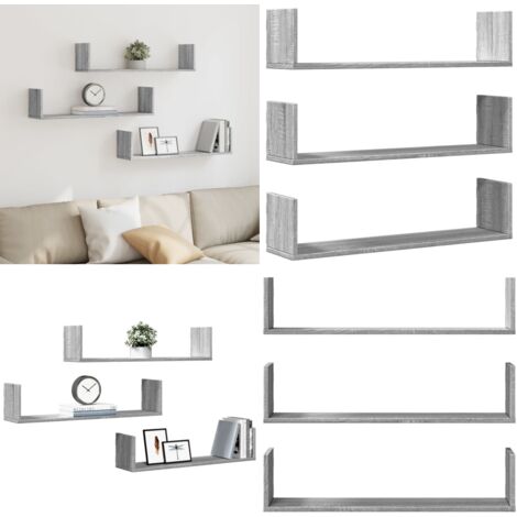 Mensole a Parete 3pz Grigio Sonoma 80x18x18 cm in Truciolato - Scaffali a muro - Armadi a parete