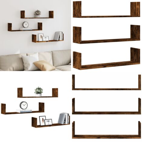 Mensole a Parete 3pz Rovere Fumo 80x18x18 cm in Truciolato - Scaffali a parete - Scaffali in truciolato